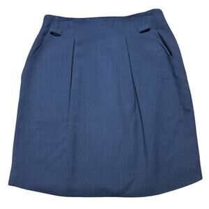 Uffizi Tan Navy Straight Knee Length 100% Wool Skirt Sz 44 US 12